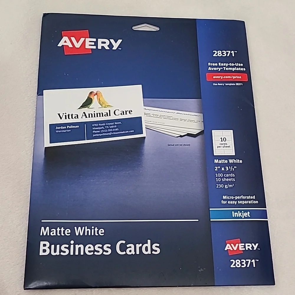 AVERY Matte White Business Cards